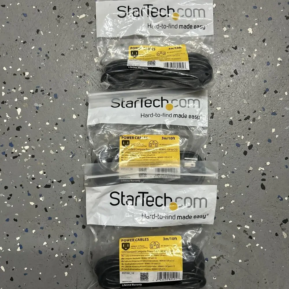(Lot of 3) StarTech.com 10 ft Standard Computer Power Cord NEMA 5-15P to C13